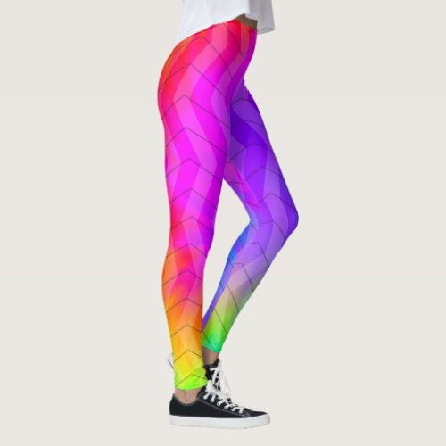 Neon Rainbow Tie Dye Herringbone  Leggings