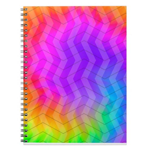 Neon Rainbow Tie Dye Herringbone  Notebook