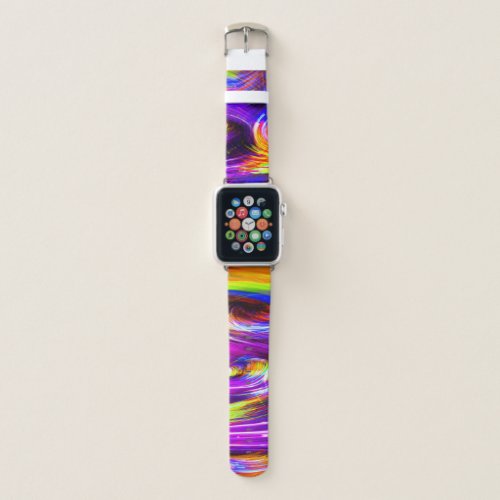 Neon Rainbow Tornado Waves of Multicolor Purple Apple Watch Band