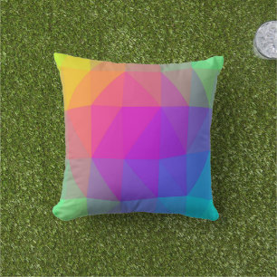 Neon Rainbow Triangle Abstract Outdoor Pillow