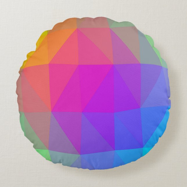 Neon Rainbow Triangle Abstract Round Pillow (Front)