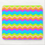 Neon Rainbow Zigzag Mouse Pad