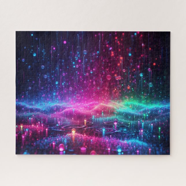 Neon Raindrops Jigsaw Puzzle (Horizontal)