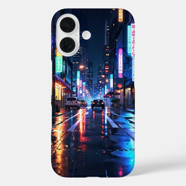 Neon Rainy City Case-Mate iPhone Case (Back)