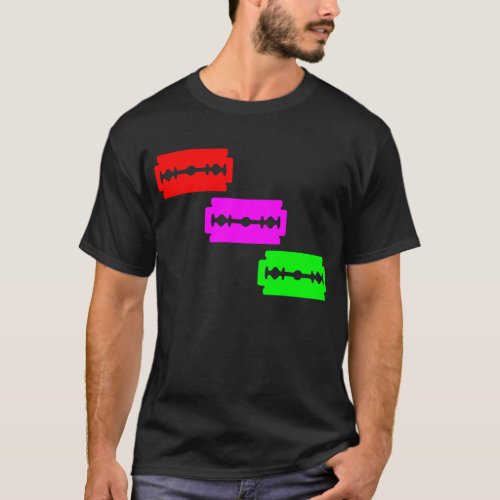 Neon Razor Blades Red Pink Green T_Shirt