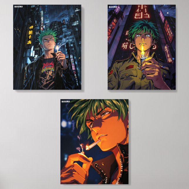 "Neon Rebel: Cigarette Scene" Acrylic Photo Tile (Front Set)