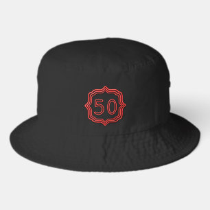 Neon Red 50 Number Five O Bucket Hat