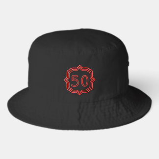 Neon Red 50 Number Five O Bucket Hat