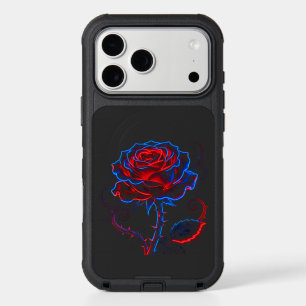 Neon Red & Blue Rose iPhone 17 Pro Max Case