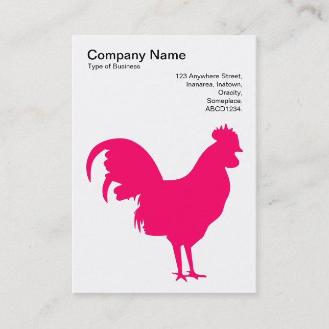 Neon Red Cockerel - Black on White Business Card (Front)