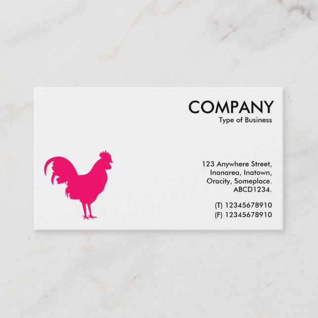 Neon Red Cockerel Symbol - White Business Card (Front)
