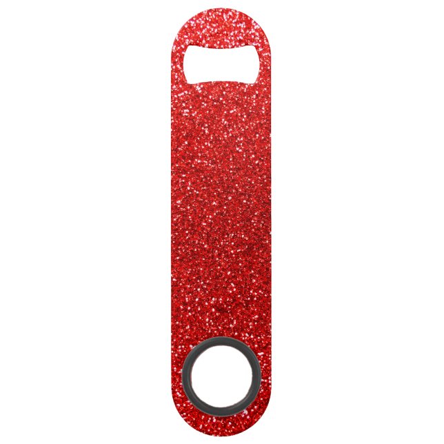 Neon red glitter bar key (Front)