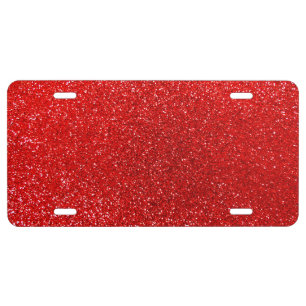 Neon red glitter license plate