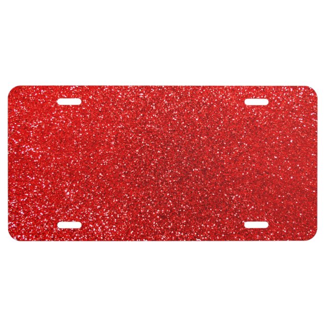 Neon red glitter license plate (Front)