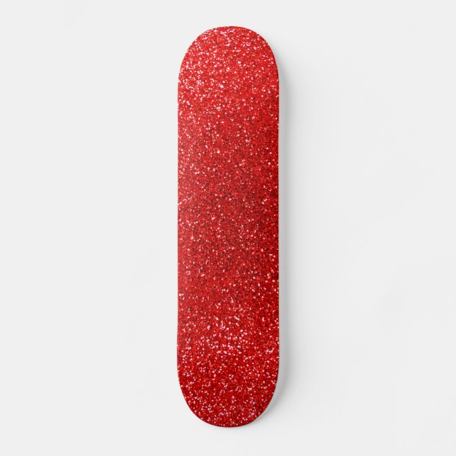 Neon red glitter skateboard deck (Front)