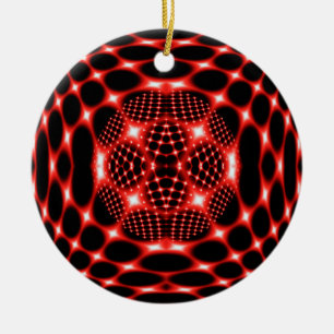 Neon red glob fractal ceramic ornament