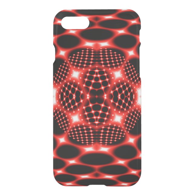 Neon red glob fractal uncommon iPhone case (Back)