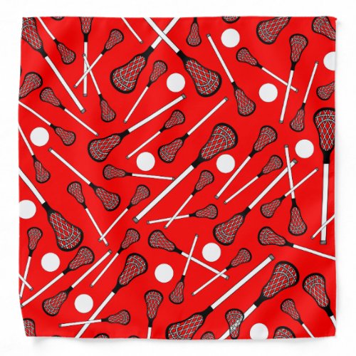Neon red lacrosse sticks pattern bandana