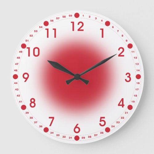 Neon Red on White Large Clock