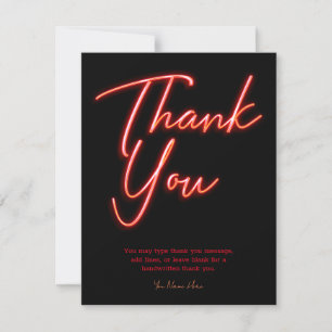 Neon Red Orange Glow Thank You Invitation