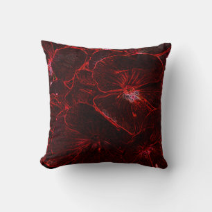 Neon Red Pansies Throw Pillow