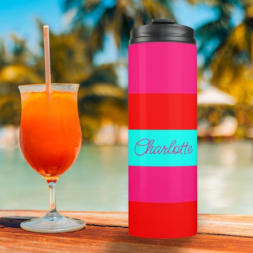 Neon Red Pink and Blue Solid Color Summer Thermal Tumbler