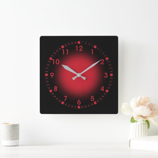 Neon Red Square Wall Clock Zazzle