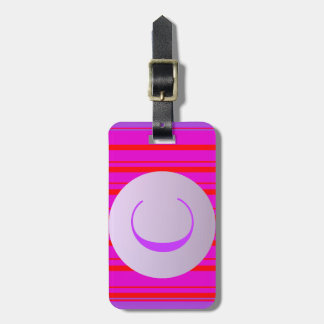 neon red stripes in purple with custom monogram luggage tag