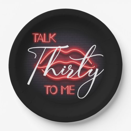 Neon Red Thirtieth Birthday Party Paper Plates