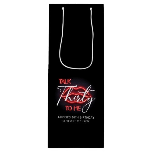 Neon Red Thirtieth Birthday Party Wine Gift Bag