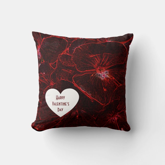 Neon Red Violas Throw Pillow (Front)