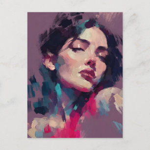 Neon Reflections Abstract Portrait Postcard