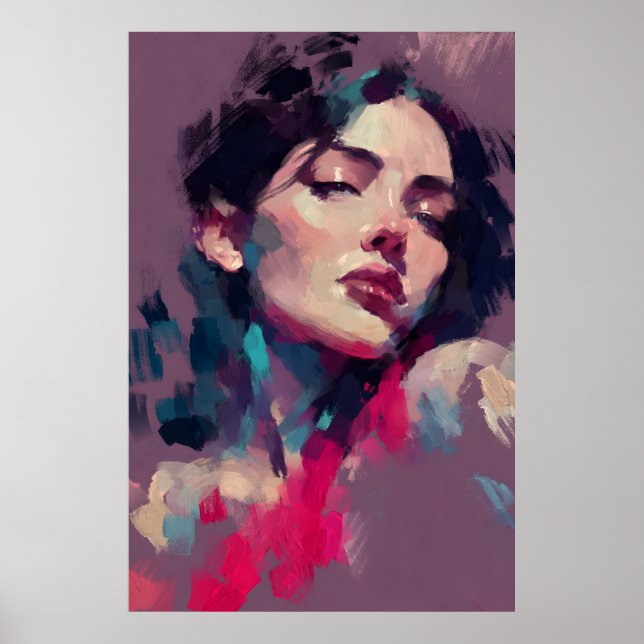 Neon Reflections Abstract Portrait Poster (Front)