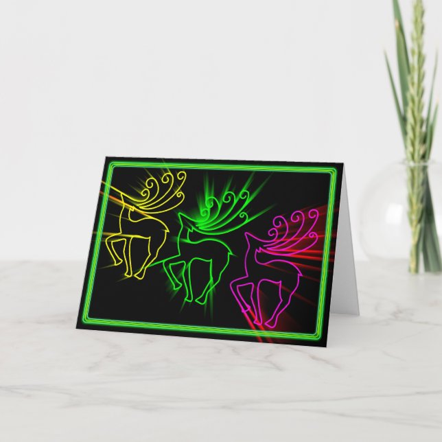 Neon reindeer holiday card (Front)
