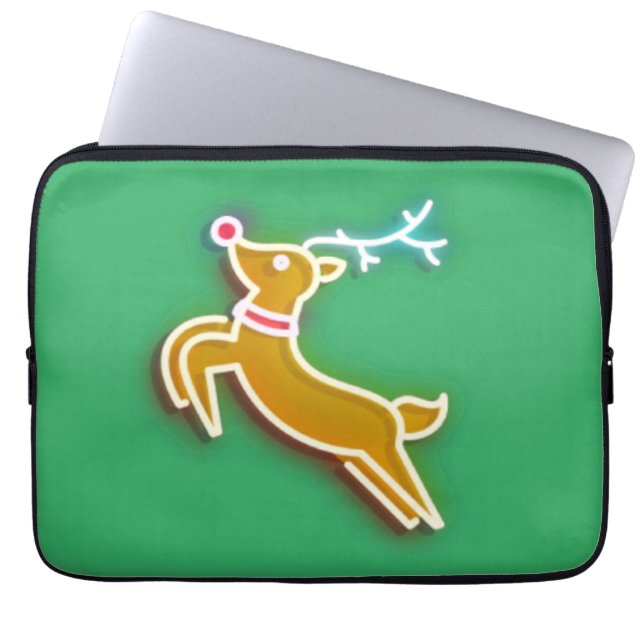 Neon Reindeer  Laptop Sleeve (Front)