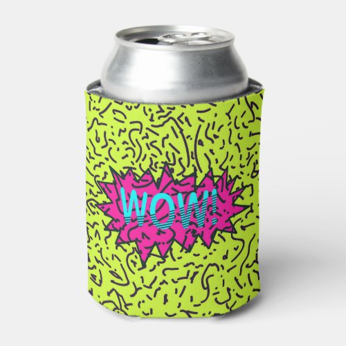 Neon Retro 80s 90s Scribbled Wow Typography Can Cooler