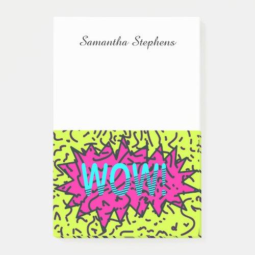 Neon Retro 80s 90s Scribbled Wow Typography Post_it Notes