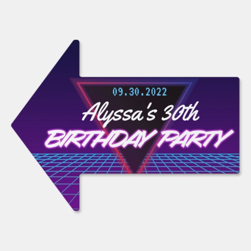 Neon Retro 80s Themed Purple Pink Birthday Party Sign