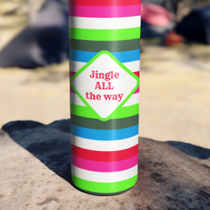 Neon Retro Christmas Stripe Customizable Thermal Tumbler
