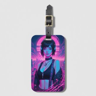Neon Retro Cyber Punk Rock Girl Poster