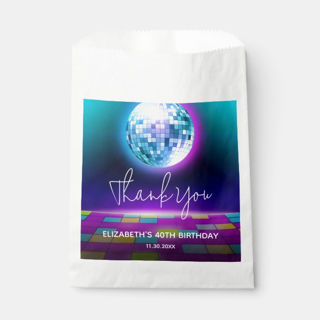 Neon Retro Dance Disco Birthday Party Welcome Favor Bag (Front)