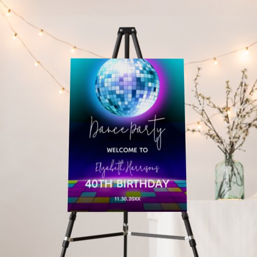 Neon Retro Dance Disco Birthday Party Welcome Foam Board
