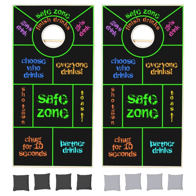 Neon Retro Dark Style Black Drinking Gaming Cornhole Set