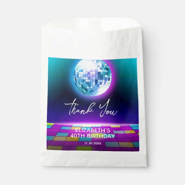 Neon Retro Disco Party Dance Night Birthday Favor Bag (Front)