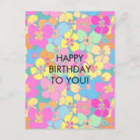 Neon Retro Floral Pink Birthday