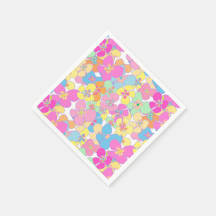 Neon Retro Floral Pink Colorful Napkins