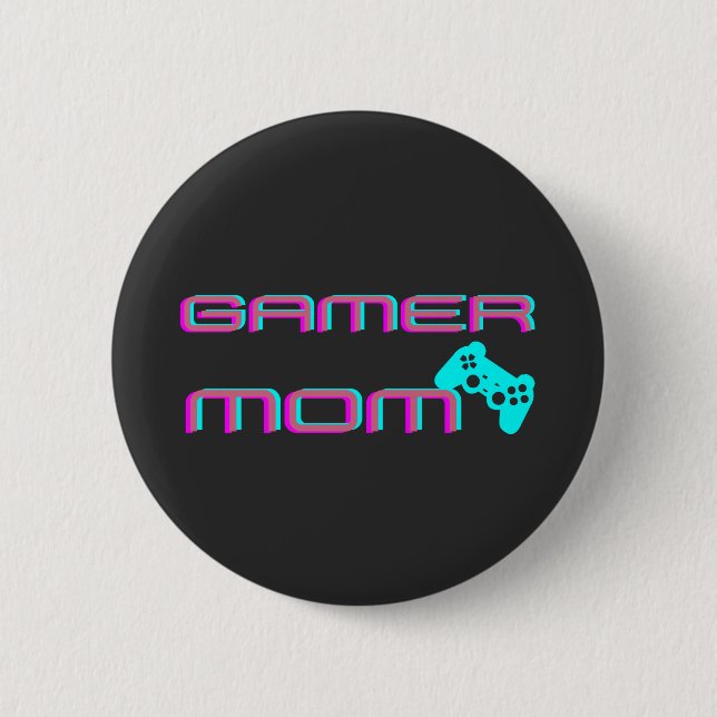 Neon Retro Gamer Mom Button (Front)
