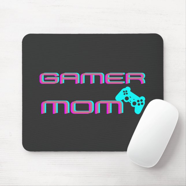 Neon Retro Gamer Mom Mouse Pad (With Mouse)