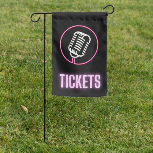 Neon Retro Mic Tickets Outdoor Garden Flag