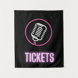 Neon Retro Mic Tickets  Tapestry